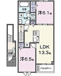 ベル・エクラ II 2LDKの間取図画像