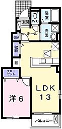 プランドール2 1LDKの間取図画像