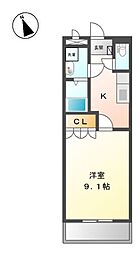 レジデンスE&R 1Kの間取図画像