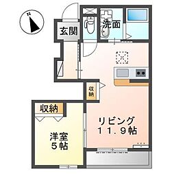 エスポワールミニオン2 1LDKの間取図画像