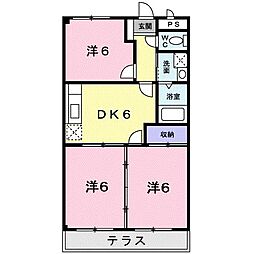 プリシェール藤原台 3DKの間取図画像