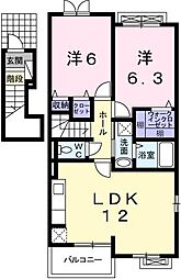 スモールヴィレッジ2 2LDKの間取図画像
