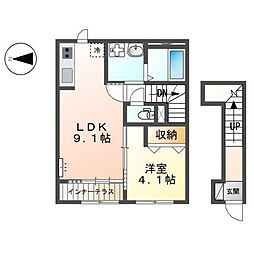 M'sレジデンスHIMEJI 1LDKの間取図画像