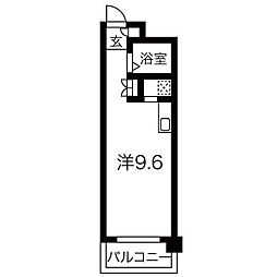 メゾン三田赤坂 ワンルームの間取図画像