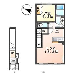 (仮)丹波篠山市中野新築アパート 1LDKの間取図画像