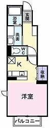 エスターブレA棟 ワンルームの間取図画像