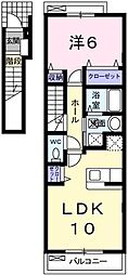 グレース伍番館 1LDKの間取図画像