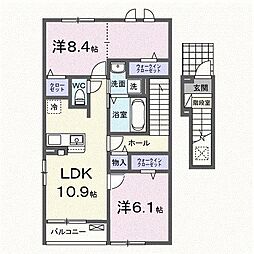 尾上町養田3丁目アパート 2LDKの間取図画像