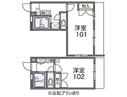 レオパレスソアレ 1Kの間取図画像