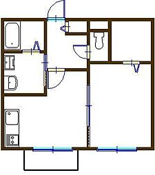 ユマリアコート 1DKの間取図画像