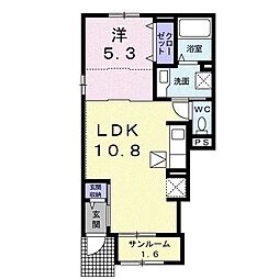 加古川市東神吉町西井ノ口アパート 1LDKの間取図画像