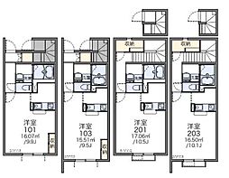 レオネクストコナ&サン2 1Kの間取図画像