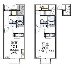 レオネクストAulii 1Kの間取図画像