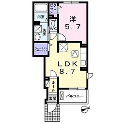 シャン・ド・プレールB 1LDKの間取図画像