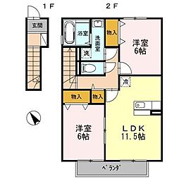 シエロ 2LDKの間取図画像