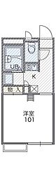 レオパレスJOY 1Kの間取図画像