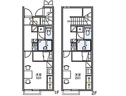 レオパレスあわの 1Kの間取図画像