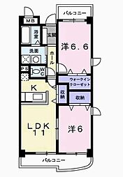 メゾン・ド・フレール 2LDKの間取図画像