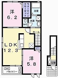 エレガンテヴィラ3 2LDKの間取図画像
