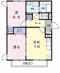 サンエイトA棟 2LDKの間取図画像
