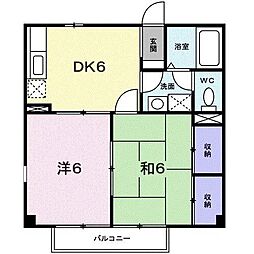 グリーンビラ六甲 2DKの間取図画像