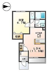 ハッピーヒル 1LDKの間取図画像