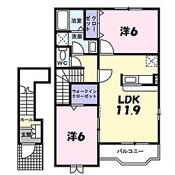 ポライトリーガーデンB棟 2LDKの間取図画像