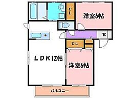 シャーメゾンアナナス 2LDKの間取図画像
