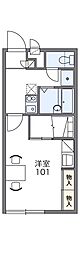 レオパレスハピネス18 1Kの間取図画像