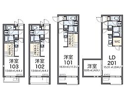 レオネクストポムール5 ワンルームの間取図画像