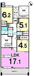 ファーネストヒルズ高宮インテルノ 3LDKの間取図画像