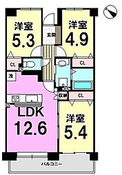 春日須玖パークホームズ 3LDKの間取図画像