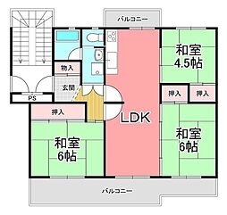 UR都市機構下大利団地28 3LDKの間取図画像