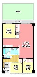 日商岩井リバーサイドマンションA棟 3LDKの間取図画像