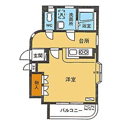 ブルージュ鈴鳳 1Kの間取図画像
