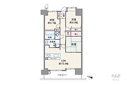 エステムコート伊丹千僧アビエルト 3LDKの間取り