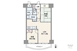 パレスエクセル新伊丹 2LDKの間取図画像