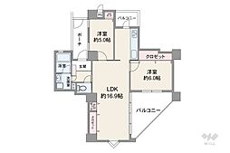 パレ武庫川プルミエール3 2LDKの間取図画像