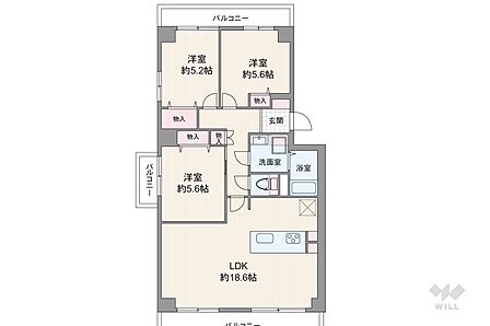 3LDK 間取り