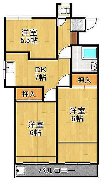 サーフサイドビル到津 ｜福岡県北九州市八幡東区槻田2丁目(賃貸マンション3DK・4階・55.00㎡)の写真 その1