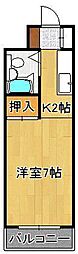 プレスト枝光 ワンルームの間取図画像