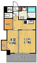 Basic B.L.D YAHATA 4階1LDKの間取り