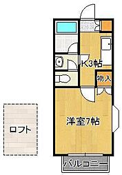 希望ケ丘ハイツ 1Kの間取図画像