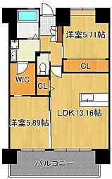 レジェンド高見 2LDKの間取図画像