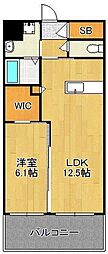 ウイングス八幡駅前 1LDKの間取図画像