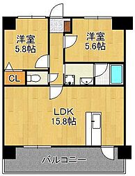 リオグランデ中央 2LDKの間取図画像