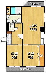 ディアライフ中央 2LDKの間取図画像