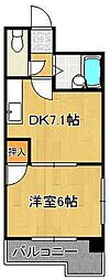 ヴィレッヂ皆好園1番館 1DKの間取図画像