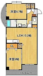 サンシャイン4 2LDKの間取図画像
