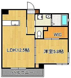 ウイングス戸畑 1LDKの間取図画像
